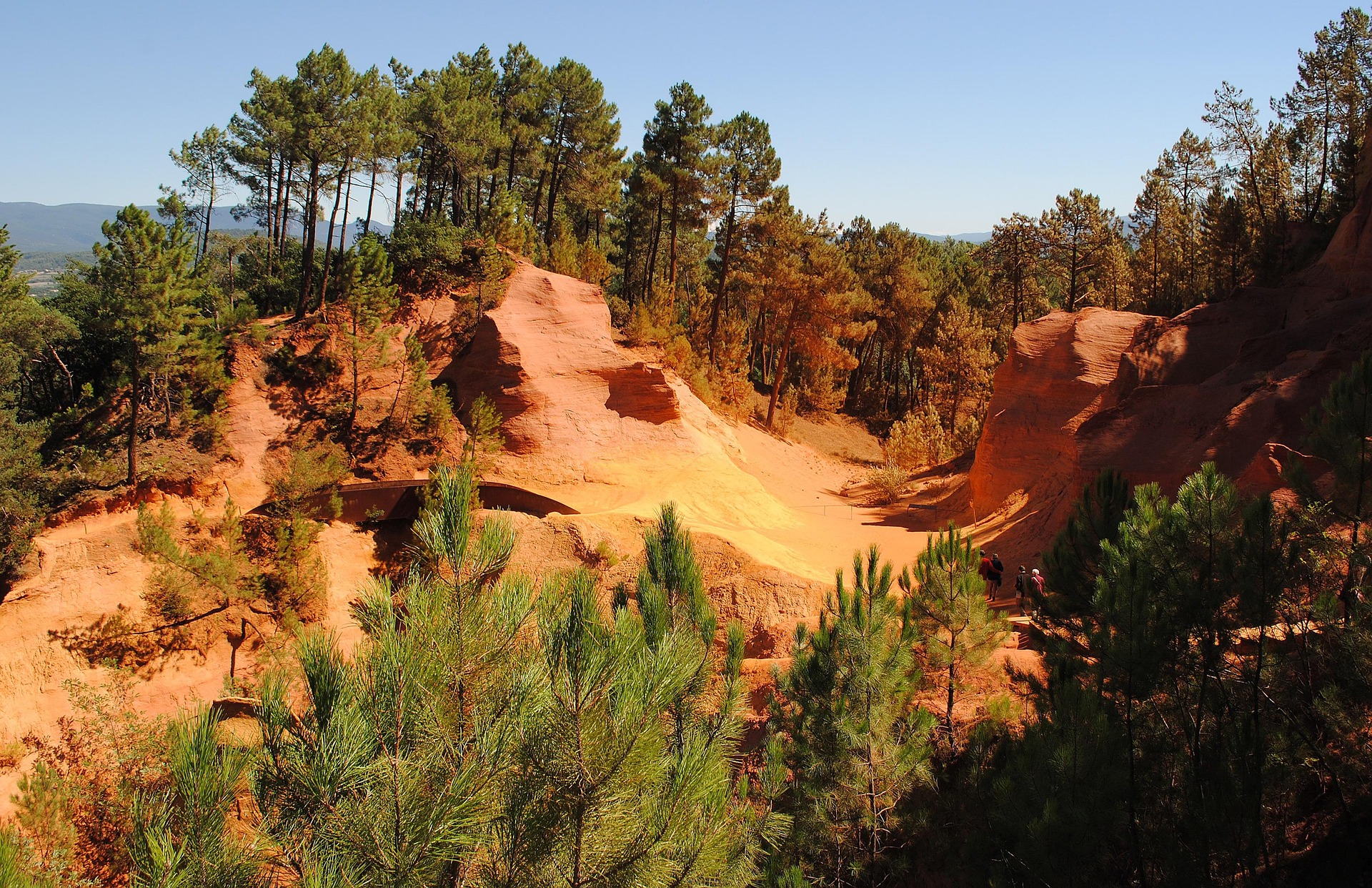 Ochre cliffs of Roussillon in the Luberon regional nature park